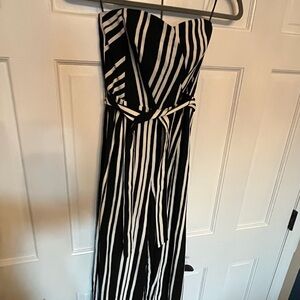 H&M Monochrome Strapless Jumpsuit